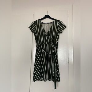 Elegant Green Striped Dress
